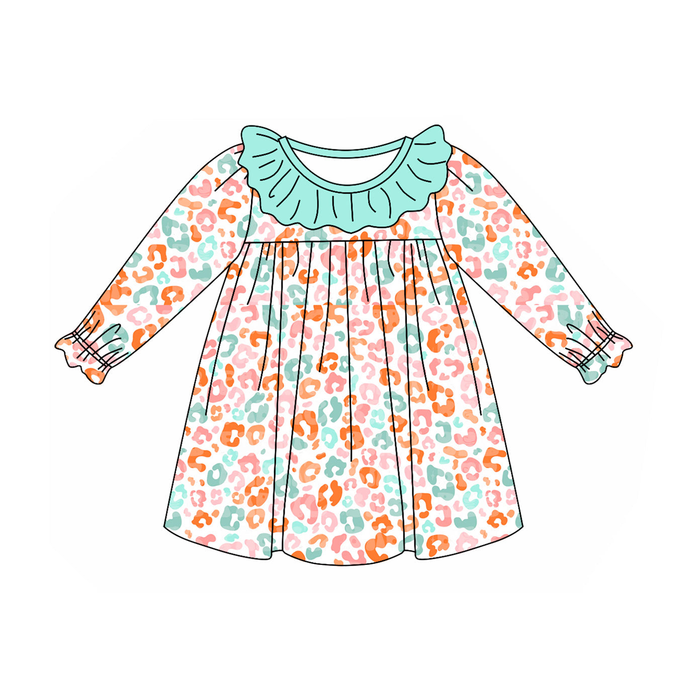 Pre-order Baby Girl Leopard Knee Length Ruffle Dress