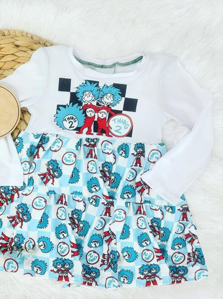 Pre-order Baby Girl Long Sleeves Dr Reading Knee Length Checkered Dress