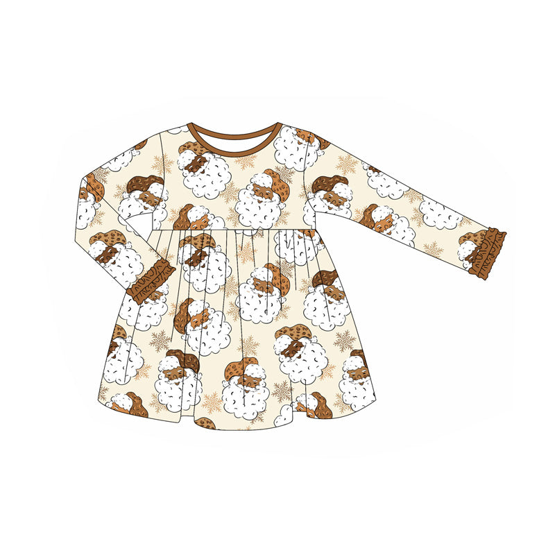 ( Moq 5 ) Preorder Baby Girl Long Sleeves Santa Christmas Knee Length Dress