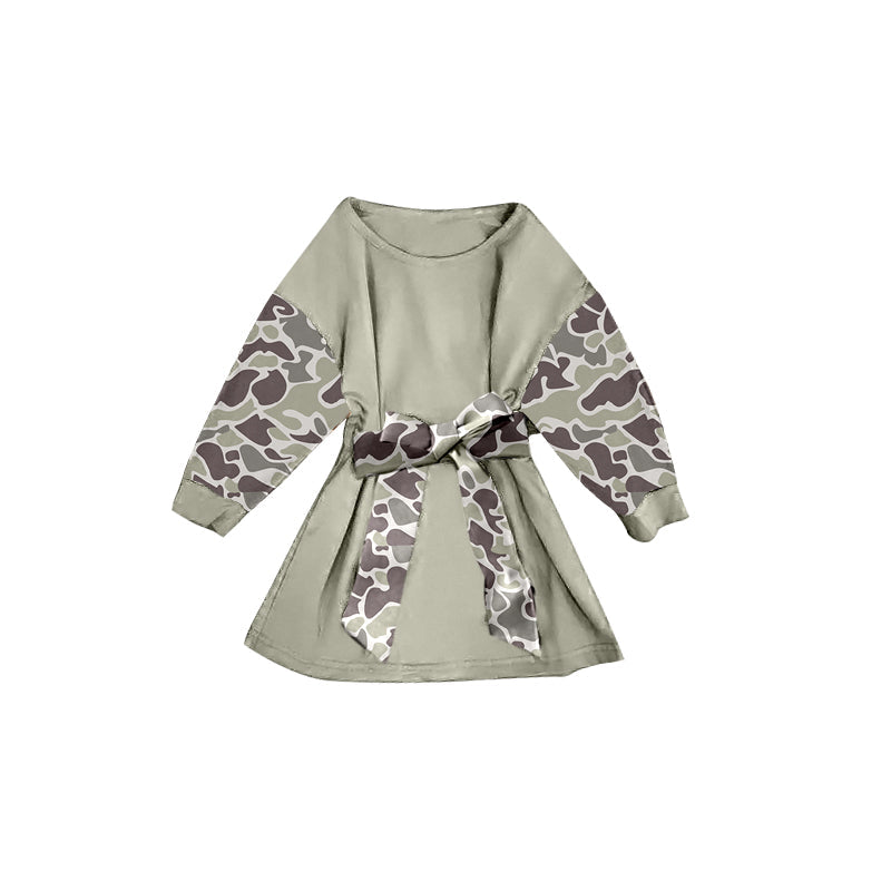 ( Moq 5 ) Preorder Girls Kids Camo Long Sleeves Knee Length Dress
