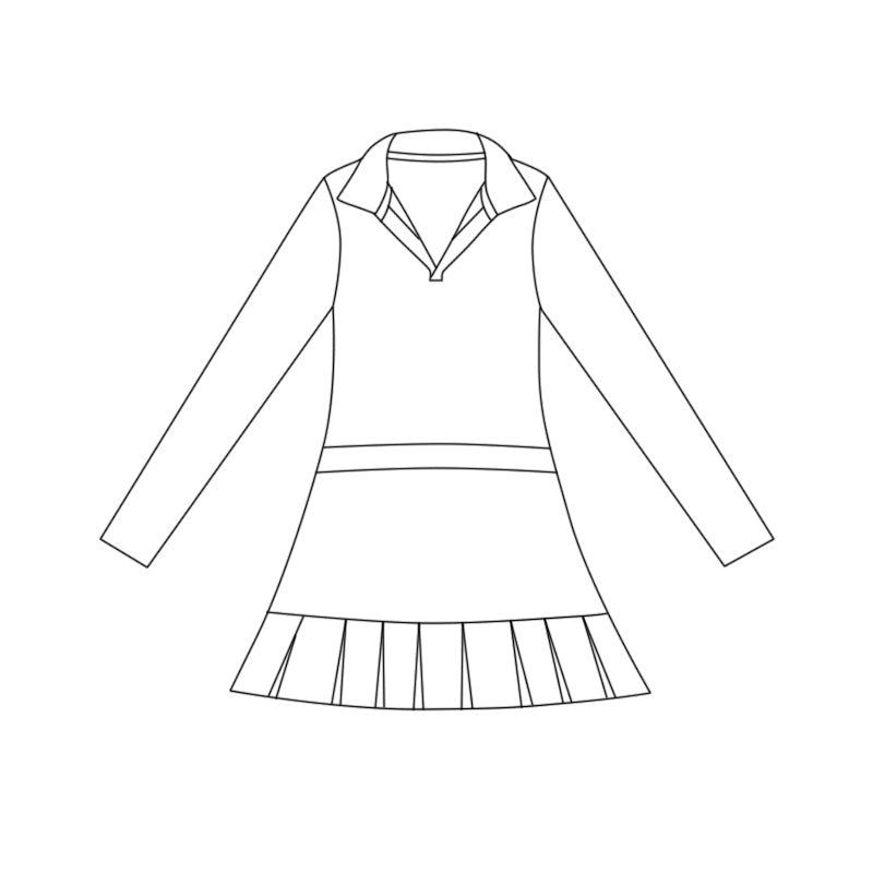 ( Moq 5 ) Preorder Baby Girls White Long Sleeve Ruffle Knee Length Yoga Dress