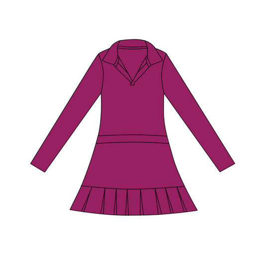 ( Moq 5 ) Preorder Baby Girls Long Sleeve Ruffle Knee Length Yoga Dress