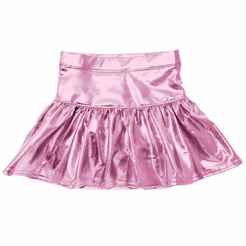 Preorder Baby Girl Pink Leather Skort Skirt