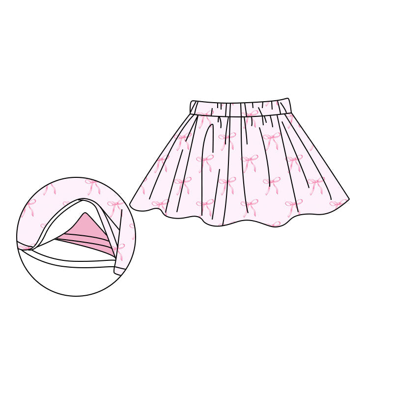 Preorder Baby Girl Kids Pink Bows Summer Bottom Skirt Shorts Skort