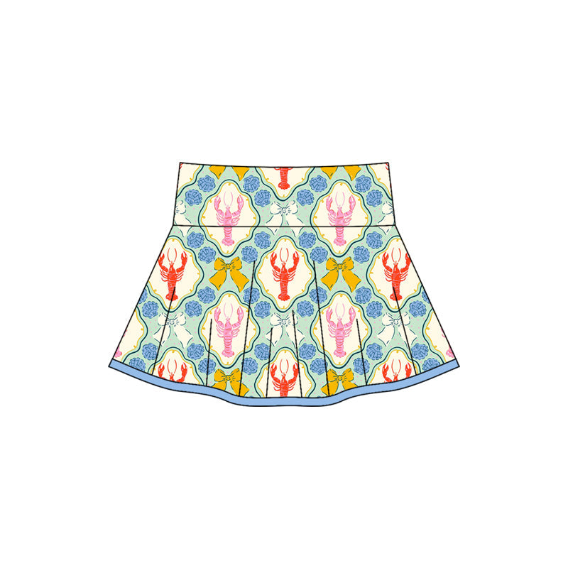 ( Moq 5 ) Preorder Baby Girl Crayfish Bows Shell Yoga Active Skort Bottom