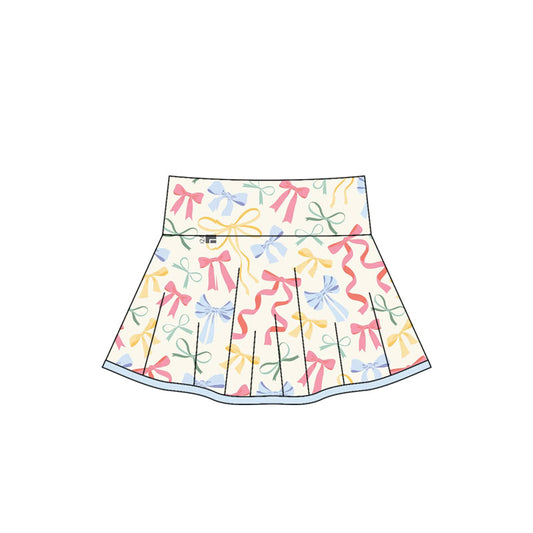 ( Moq 5 ) Preorder Baby Girl Colorful Bows Summer Yoga Active Skort Bottoms
