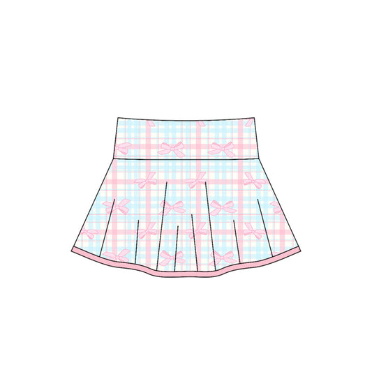 ( Moq 5 ) Preorder Baby Girl Bows Plaid Summer Yoga Active Shorts Skirt Skort Bottoms