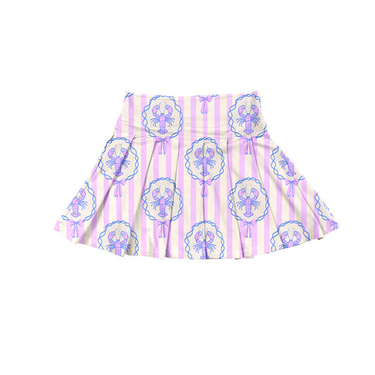 ( Moq 5 ) Preorder Baby Girl Crawfish Bows Stripes Summer Yoga Active Skirts Shorts Skorts Bottom