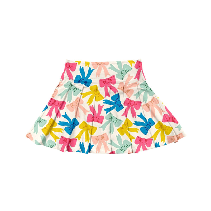 ( Moq 5 ) Preorder Baby Girl Colorful Bows Yoga Active Summer Skirts Shorts Skorts Bottom