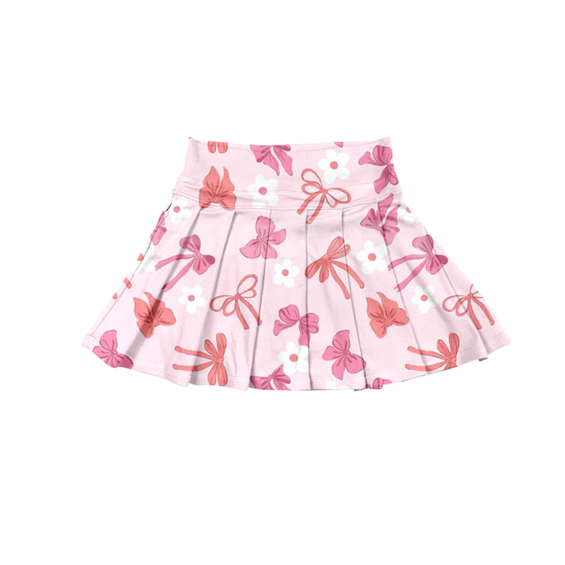 ( Moq 5 ) Preorder Baby Girl Pink Bows Flower Summer Yoga Active Skirts Shorts Skorts Bottom