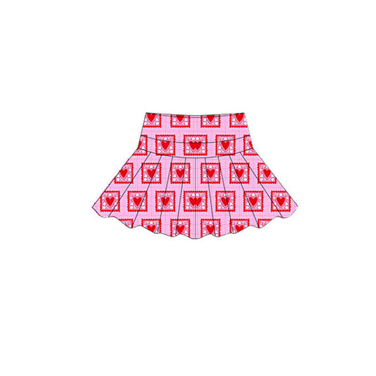( Moq 5 ) Preorder Baby Girls Valentine Hearts Plaid Yoga Skirt Shorts Bottom
