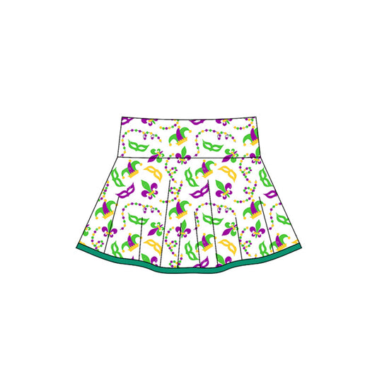( Moq 5 ) Preorder Girls Toddler Mardi Gras Anchors Masks Yoga Skirt Shorts Skort