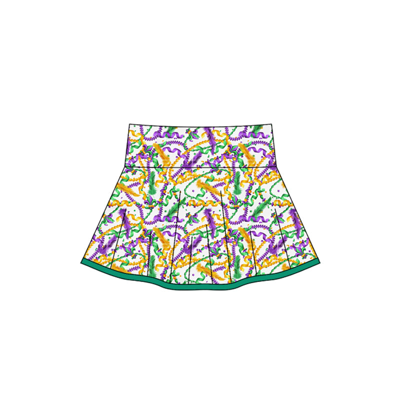 ( Moq 5 ) Preorder Baby Girls Mardi Gras Yoga Skirt Shorts Skort Bottom