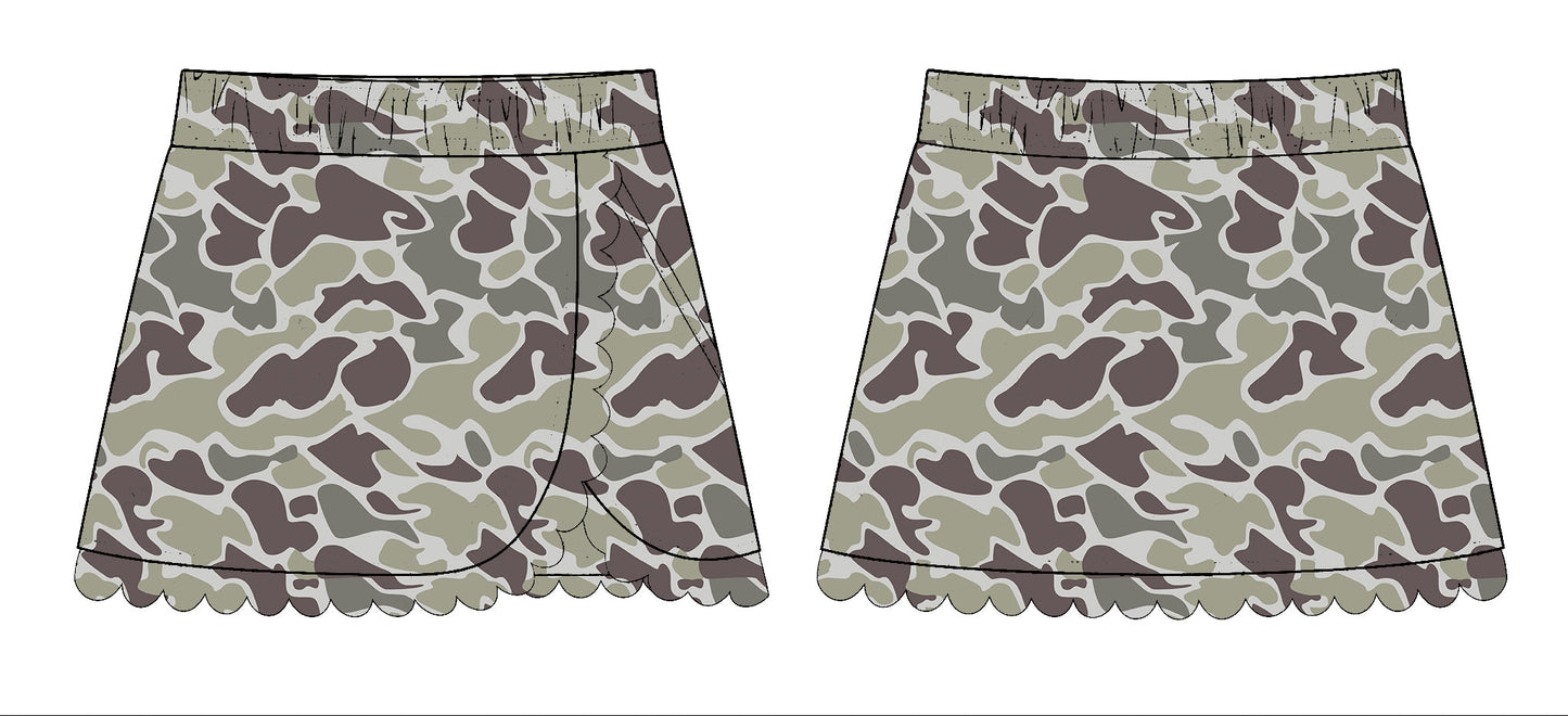 ( Moq 5 ) Preorder Baby Girls Kids Dark Grey Camo Yoga Active Skirt Bottom