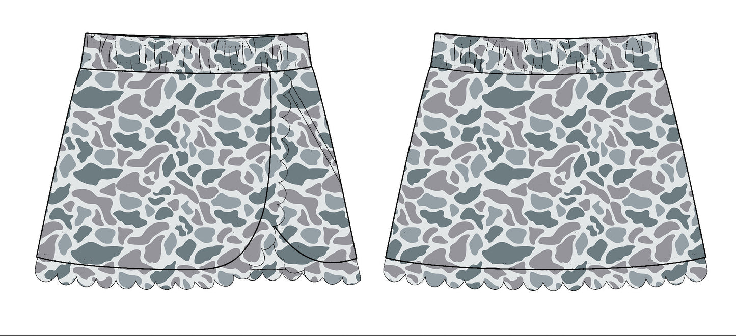 ( Moq 5 ) Preorder Baby Girls Grey Camo Yoga Active Skirt Bottom