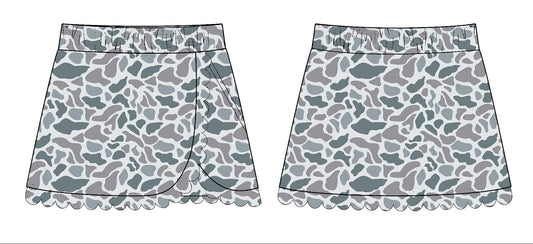 ( Moq 5 ) Preorder Baby Girls Grey Camo Yoga Active Skirt Bottom