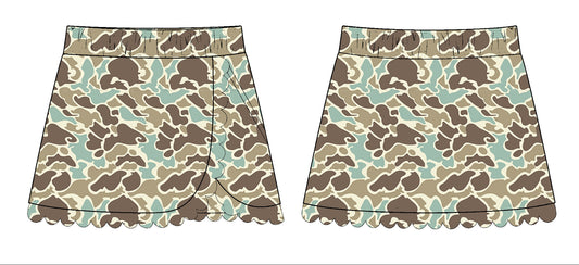 ( Moq 5 ) Preorder Baby Girls Kids Camo Print Yoga Active Skirt Bottom