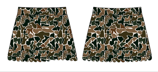 ( Moq 5 ) Preorder Baby Girls Kids Brown Camo Print Yoga Active Skirt Bottom