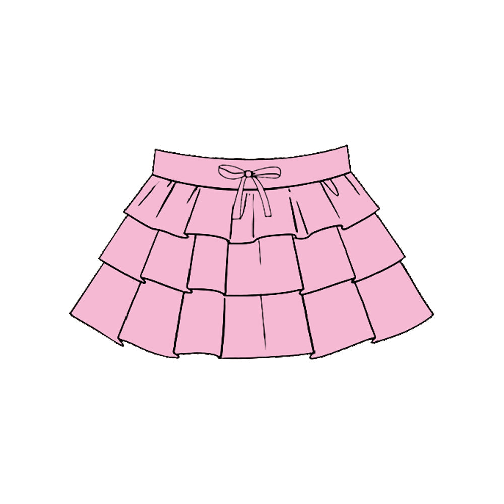 ( Moq 5 ) Preorder Baby Girls Kids Pink Ruffle Yoga Skirt Bottoms