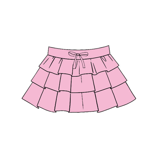 ( Moq 5 ) Preorder Baby Girls Kids Pink Ruffle Yoga Skirt Bottoms