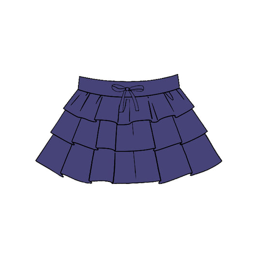 ( Moq 5 ) Preorder Baby Girls Kids Dark Blue Ruffle Yoga Skirt Bottoms