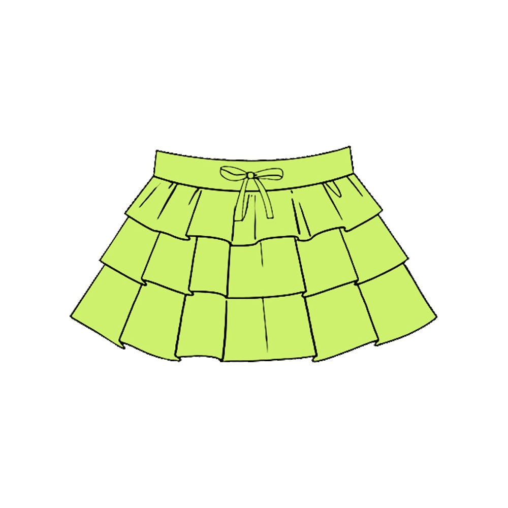 ( Moq 5 ) Preorder Baby Girls Kids Green Ruffle Yoga Skirt Bottoms