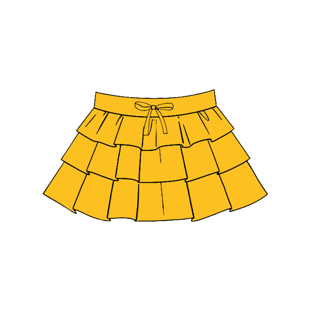 ( Moq 5 ) Preorder Baby Girls Kids Orange Ruffle Yoga Skirt Bottoms