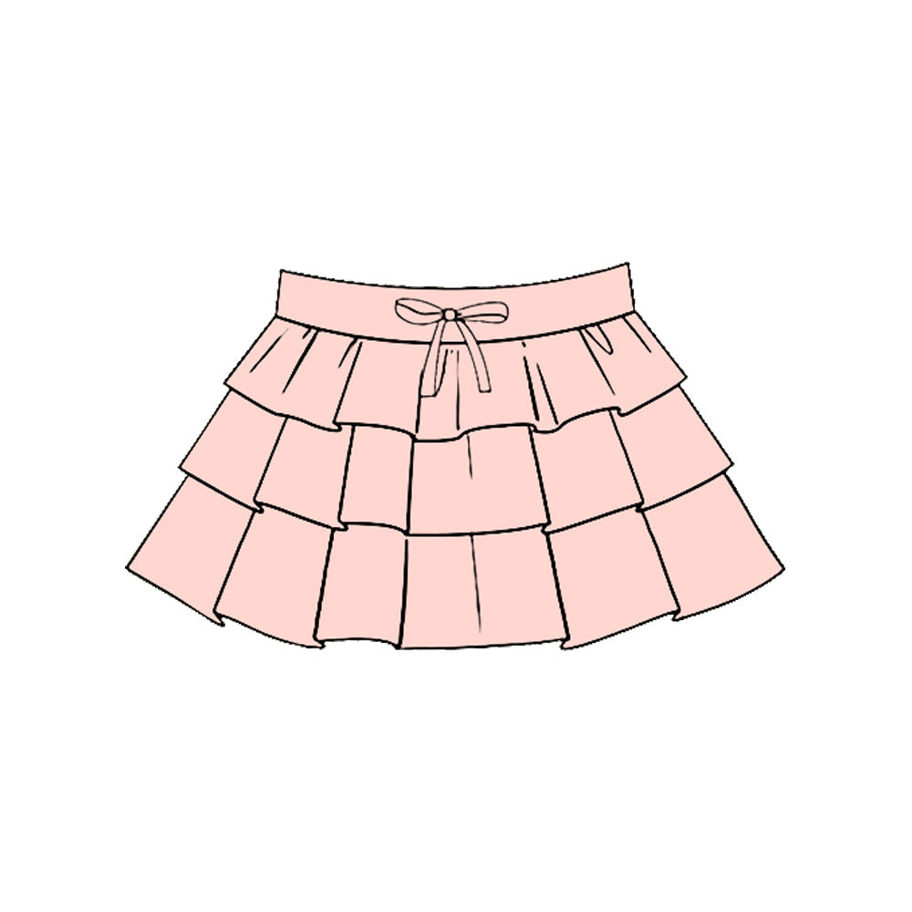 ( Moq 5 ) Preorder Baby Girls Kids Light Pink Ruffle Yoga Skirt Bottoms