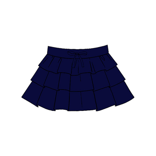 ( Moq 5 ) Preorder Baby Girls Kids Navy Ruffle Yoga Skirt Bottoms