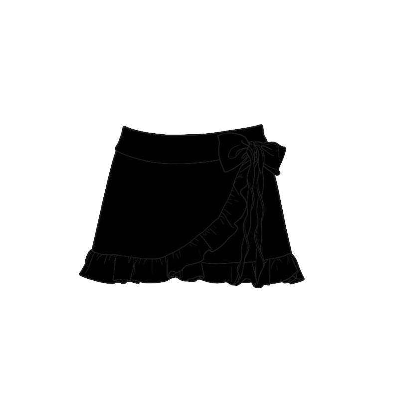 ( Moq 5 ) Preorder Baby Girls Black Ruffle Skirt Shorts Yoga Skort Bottoms