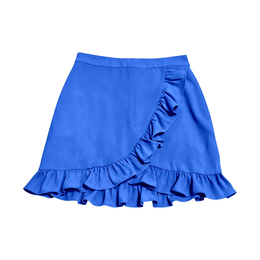 ( Moq 5 ) Preorder Baby Girls Kids Blue Ruffle Skirt Shorts Bottoms Yoga Active Clothes