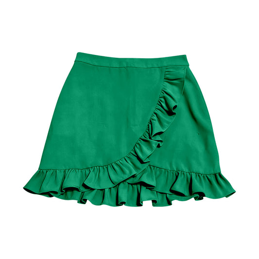 ( Moq 5 ) Preorder Baby Girls Kids Green Ruffle Skirt Shorts Bottoms Yoga Active Clothes