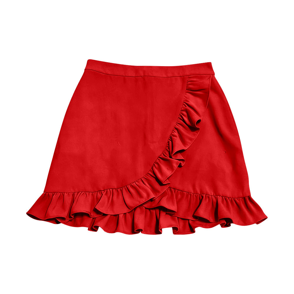 ( Moq 5 ) Preorder Baby Girls Kids Red Ruffle Skirt Shorts Bottoms Yoga Active Clothes