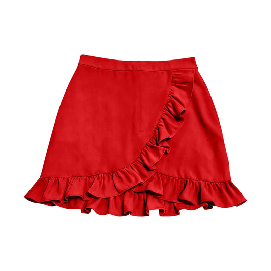 ( Moq 5 ) Preorder Baby Girls Kids Red Ruffle Skirt Shorts Bottoms Yoga Active Clothes