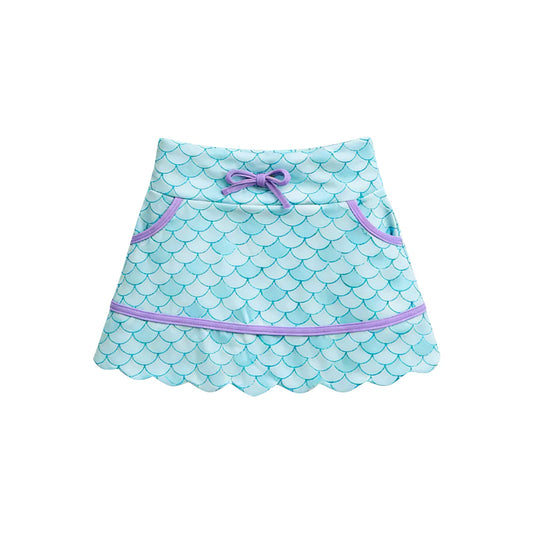 ( Moq 5 ) Preorder Baby Girls Kids Blue Mermaid Pockets Skirt Shorts Bottoms Yoga Active Clothes
