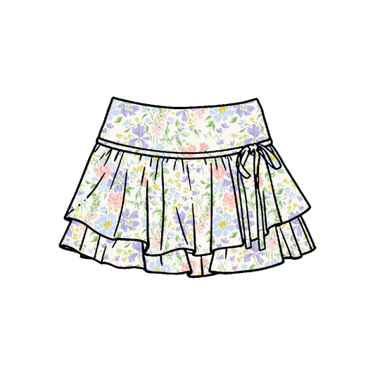 ( Moq 5 ) Preorder Baby Girls Kids Ruffle Skirt Shorts Bottoms Flower Yoga Active Clothes