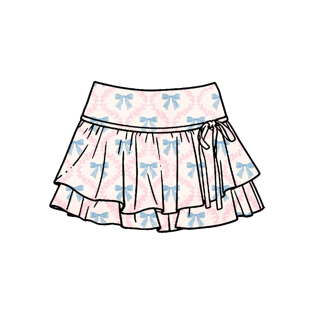 ( Moq 5 ) Preorder Baby Girls Kids Bows Pink Ruffle Skirt Shorts Bottoms Yoga Active Clothes