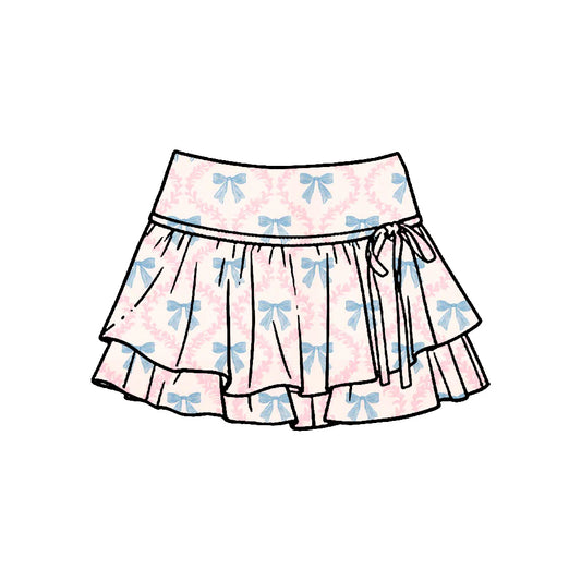 ( Moq 5 ) Preorder Baby Girls Kids Bows Pink Ruffle Skirt Shorts Bottoms Yoga Active Clothes
