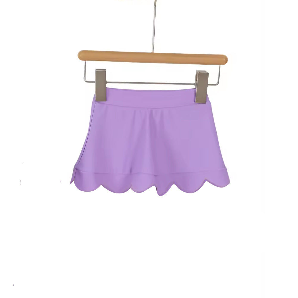 ( Moq 5 ) Preorder Baby Girls Kids Purple Yoga Scallop Shorts Skirt