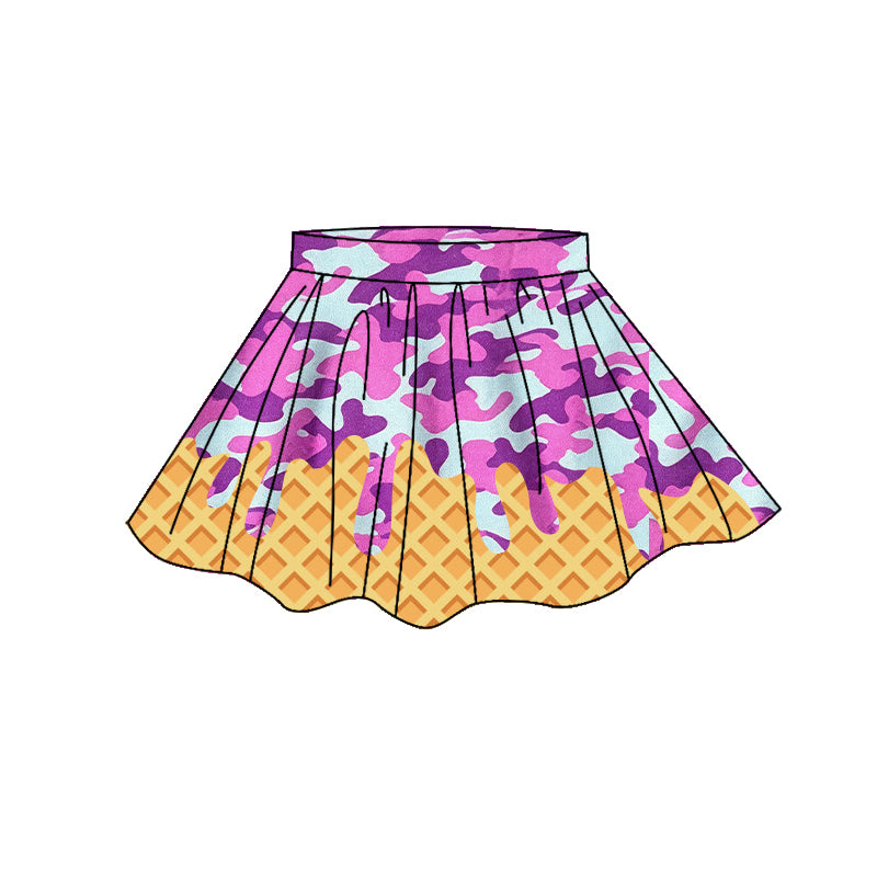 ( Moq 5 ) Preorder Baby Girls Kids Pink Camo Drips Skirt Shorts Yoga Active Bottom Clothes