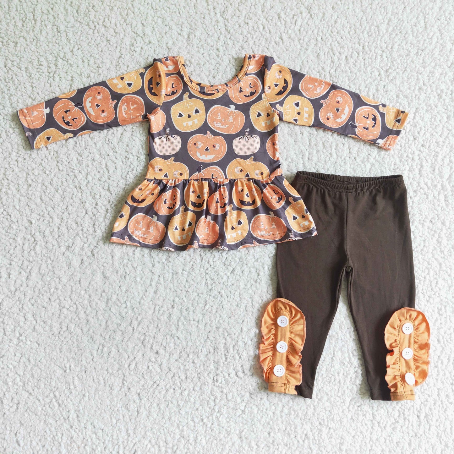 Promotion Baby Girls Kids Pumpkins Tunic Pants Halloween Outfit RTS
