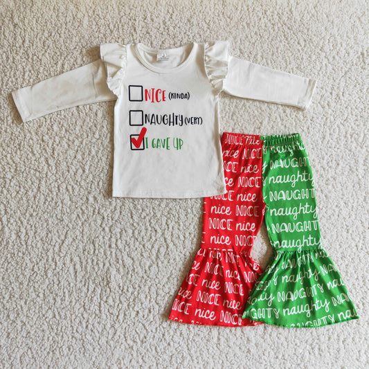 Promotion Baby Girls Long Sleeves Shirt Bell Pants Christmas Kids Outfit RTS