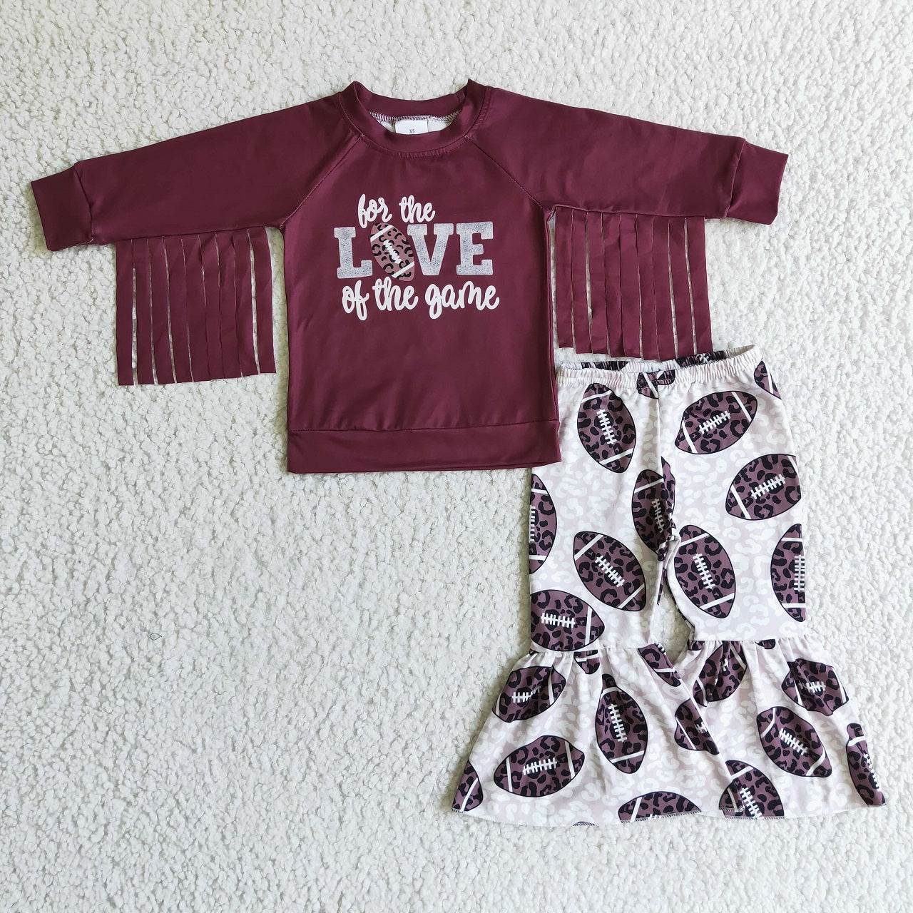 Promotion Baby Girl Long Sleeves Football Bell Pants Outfit