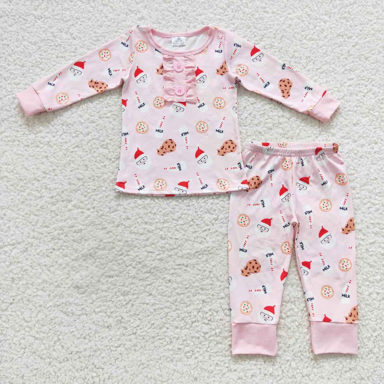 Sibling Boys Girls Kids Cookies Milks Santa Christmas Zipper Romper Pajamas Sets RTS