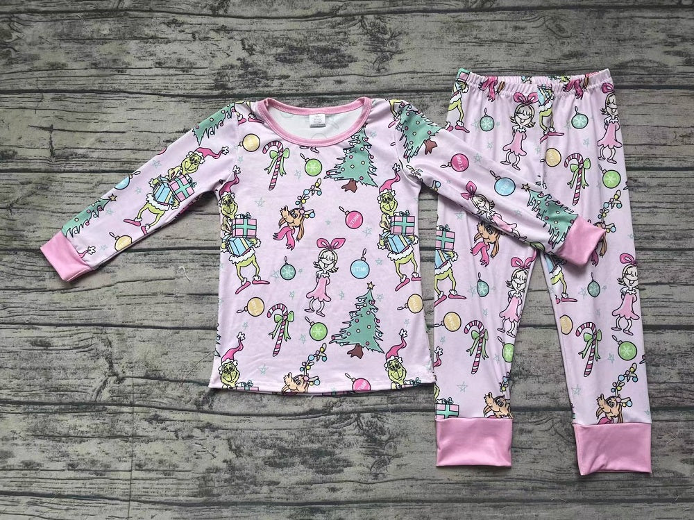 Baby Girl Christmas Cindy Shirt Pants Pajamas Pink Bamboo Set
