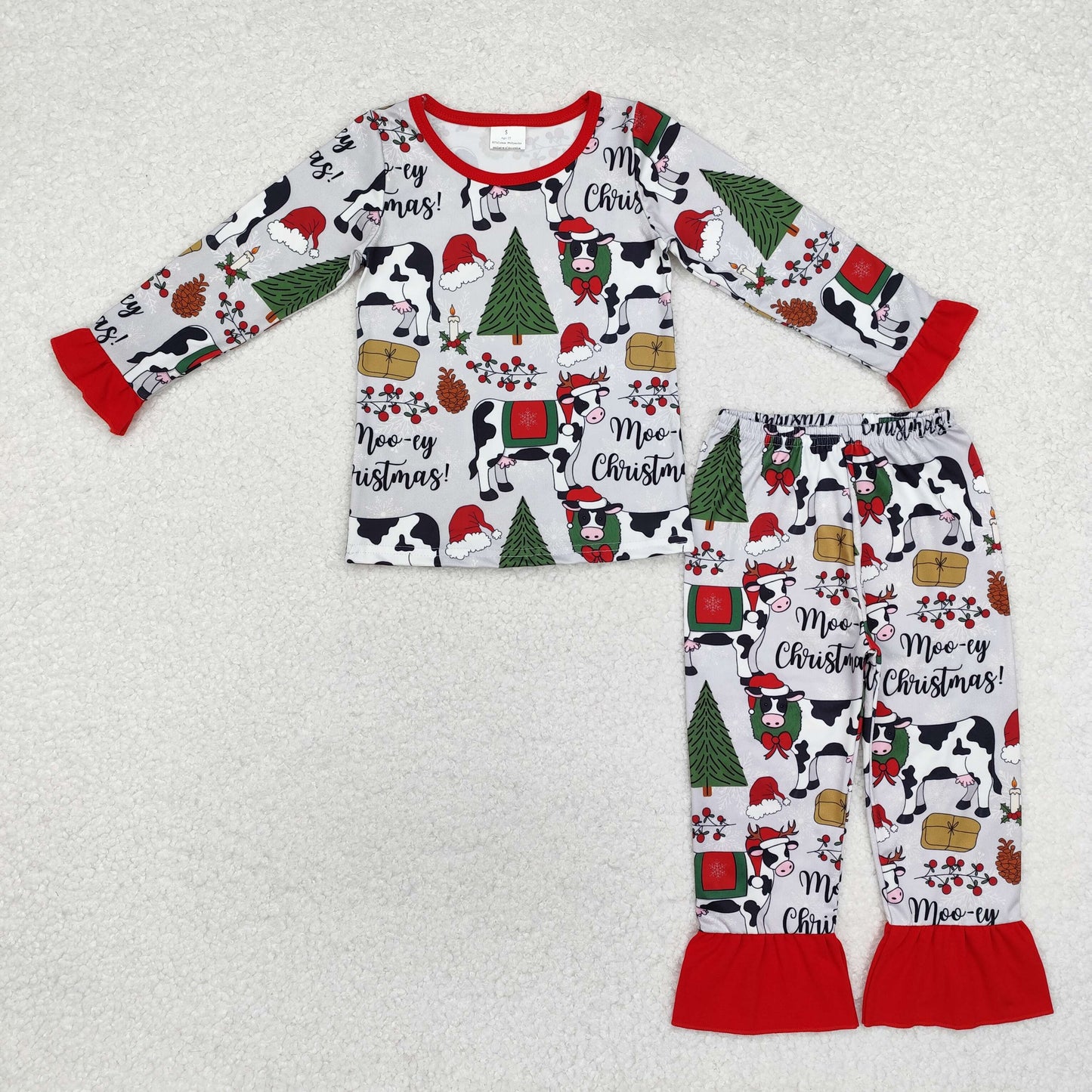 Sibling Boys Girls Kids Christmas Cows Farm Zipper Romper Dress Set Pajamas Clothes RTS