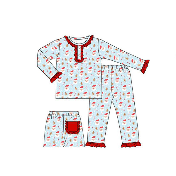 Pre-order Baby Girls Christmas Santa Candy Cane Shirts Pants Pajamas Set