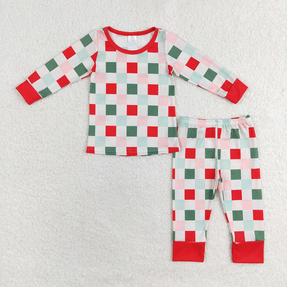 Adult Kids Christmas Checkered Pajamas Sibling Family Romper Set