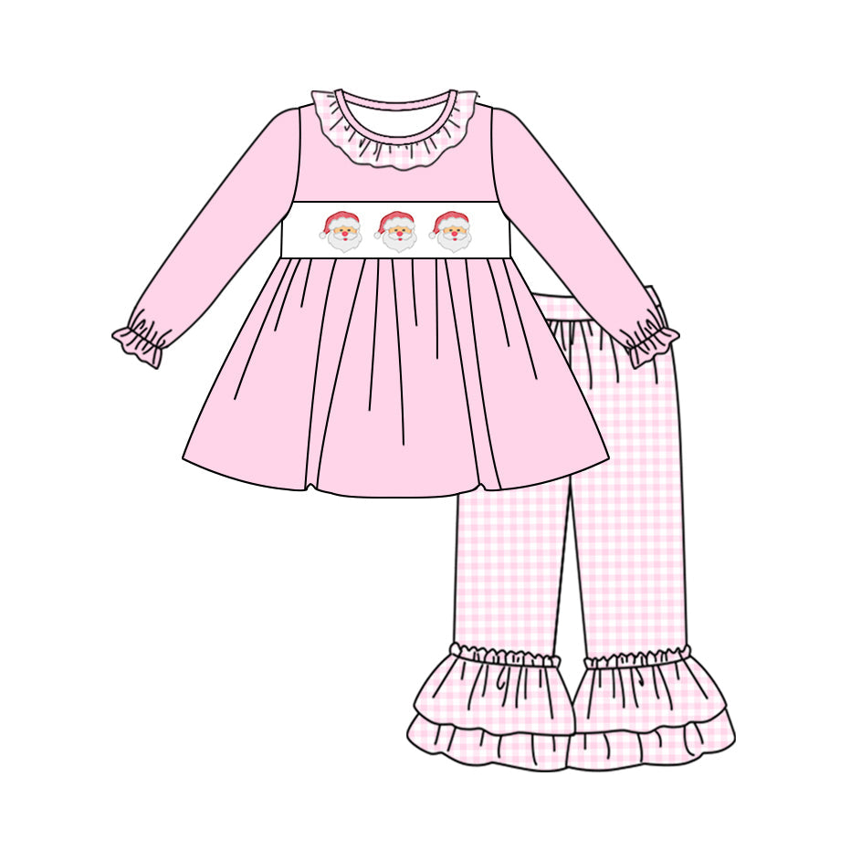 Pre-order Baby Girl Christmas Pink Santa Tunic Pants Clothes Set