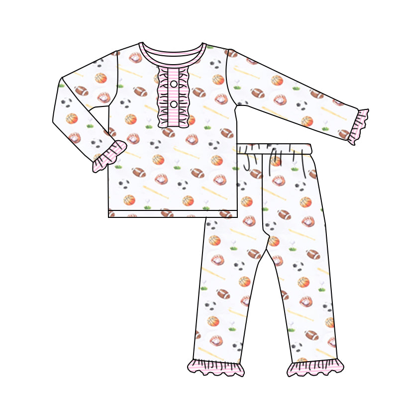Pre-order Baby Girl Sports Balls Shirt Pants Pajamas Set